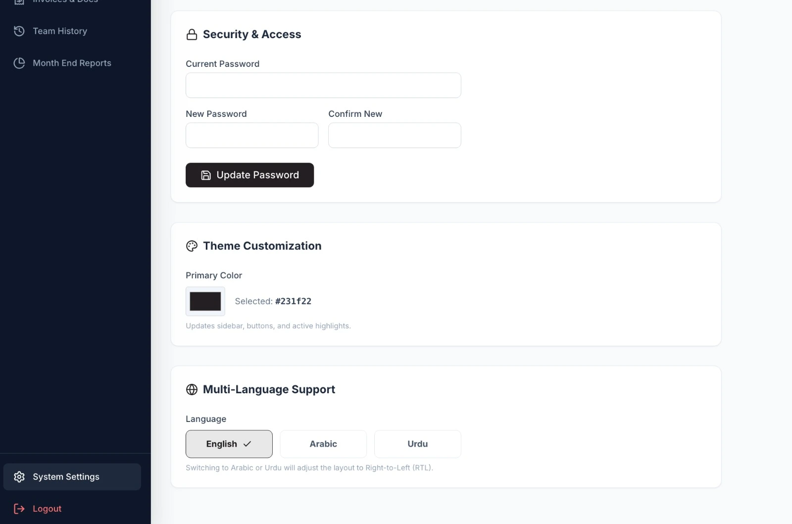 Dream House Glass and Mirror business system — Theme & Localization